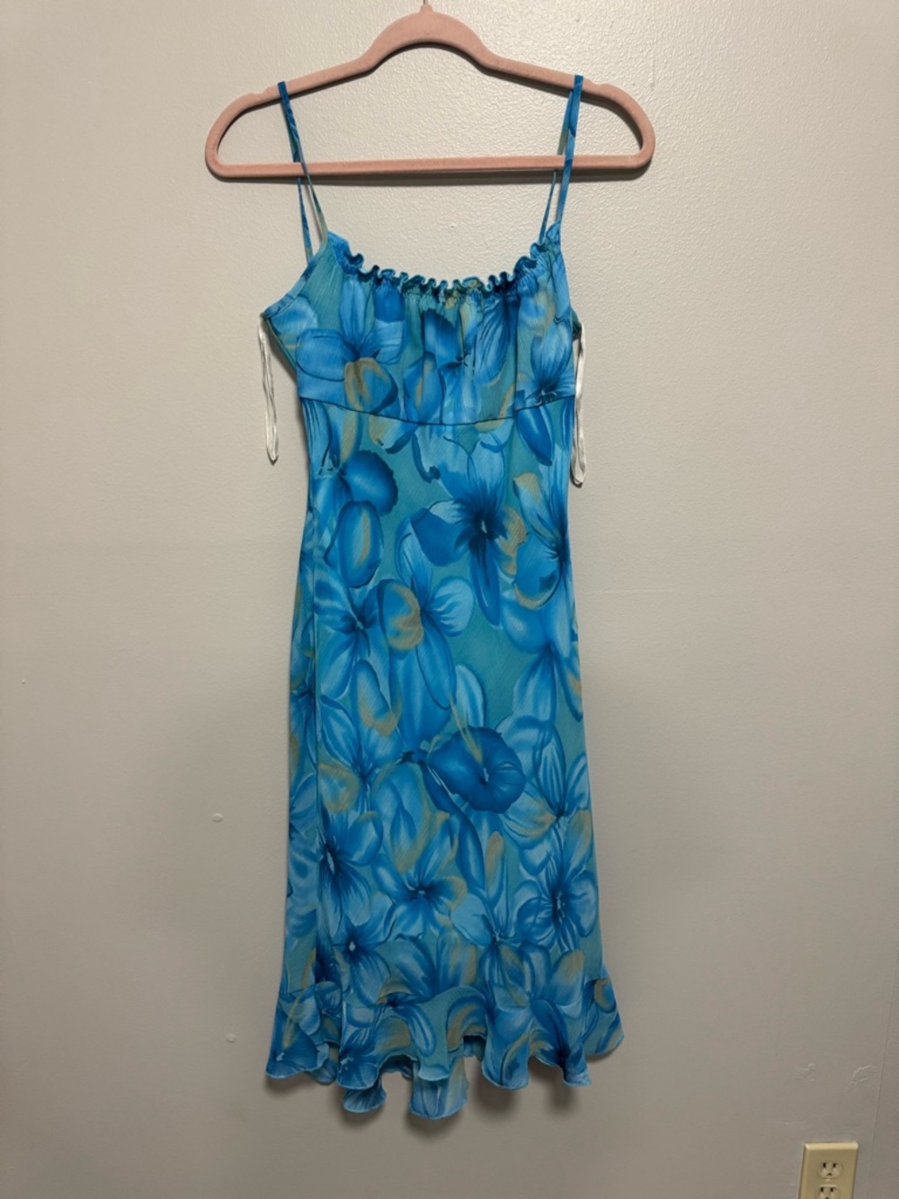 My Michelle Y2K Blue Floral Ruffle Slip Dress